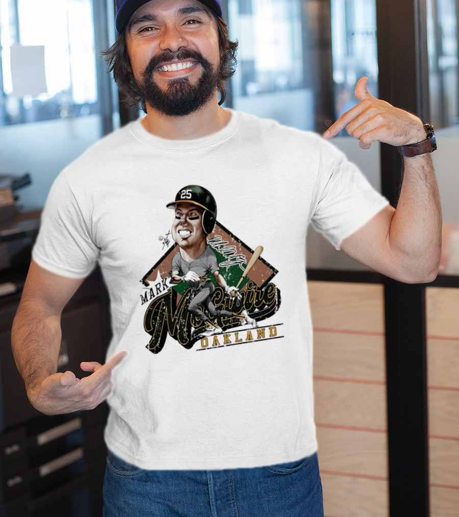 Mark McGwire Oakland Athletics Baseball Caricature Bruce Stark T-Shirt