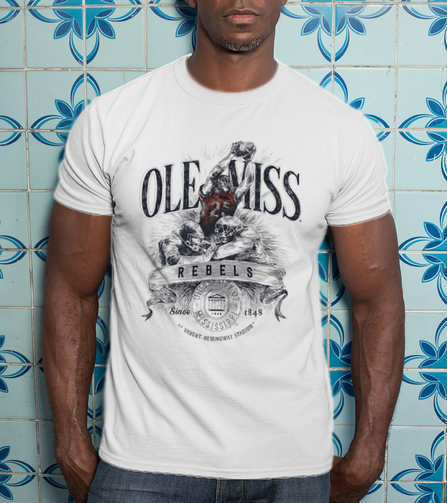 Ole Miss Rebels 1848 Gridiron Hero Vaught Hemingway Stadium T-Shirt