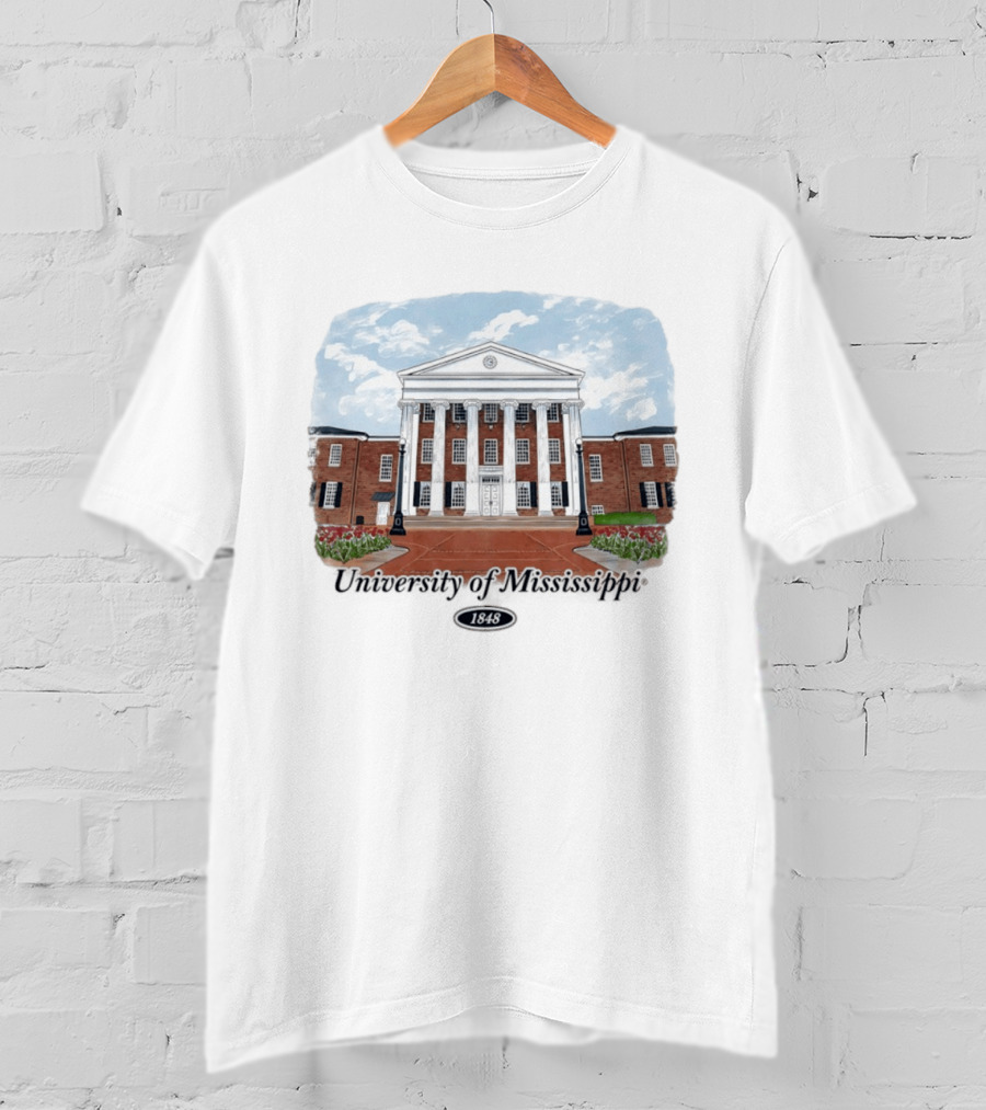 University Of Mississippi Ole Miss Rebels Football 1848 Campus Building T-Shirt