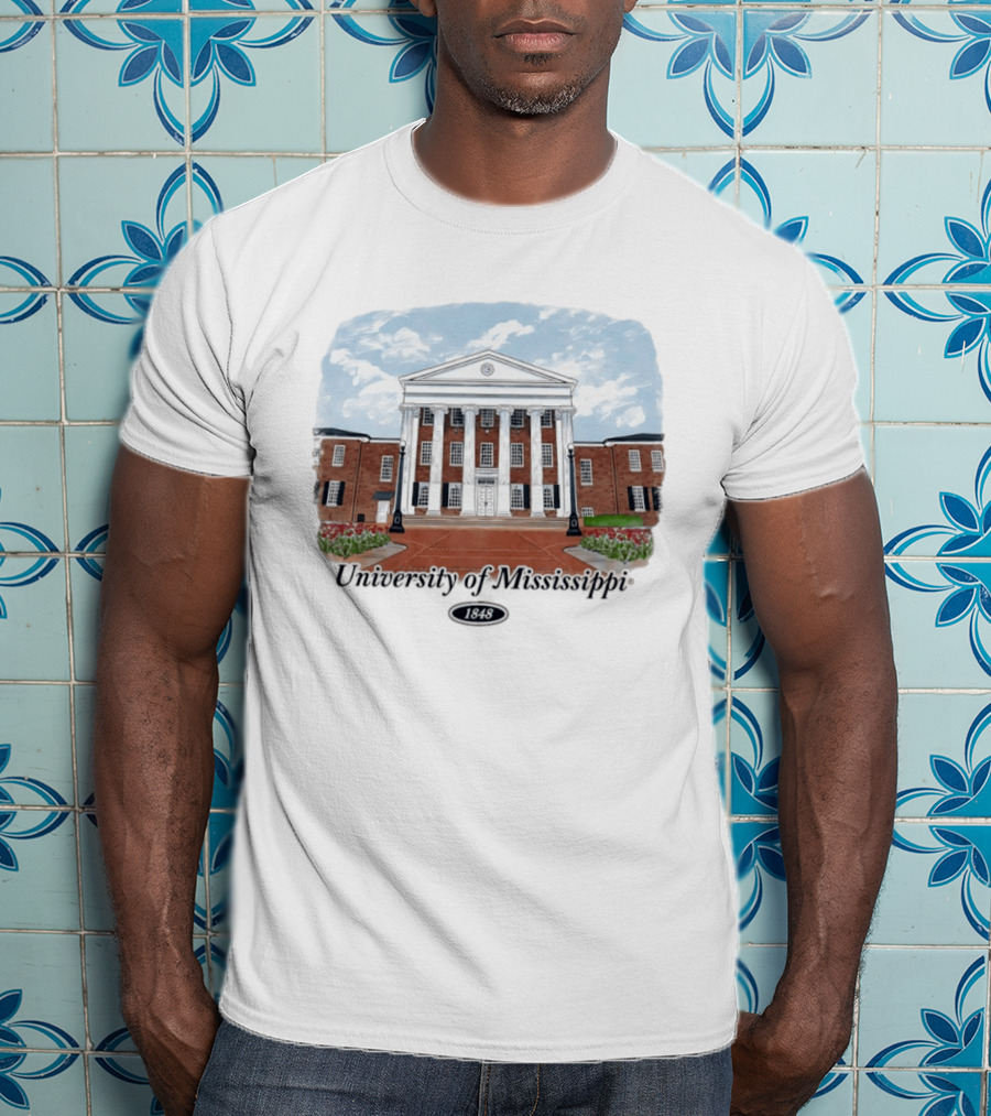 University Of Mississippi Ole Miss Rebels Football 1848 Campus Building T-Shirt