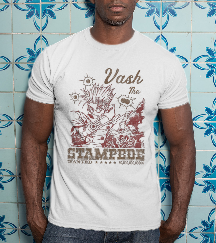 Vash The Stampede Wanted Bounty Hunter Anime T-Shirt