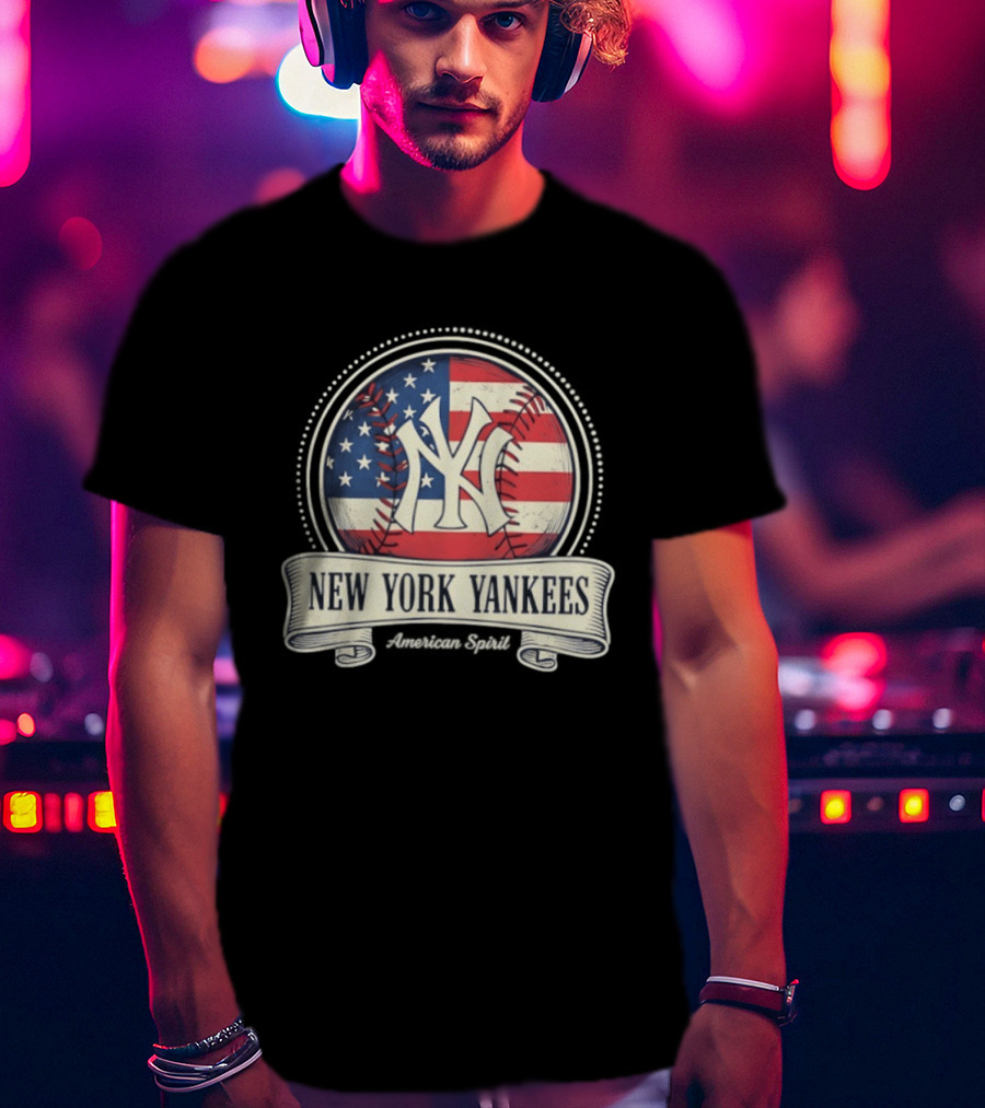 New York Yankees American Flag Baseball Emblem MLB T-Shirt