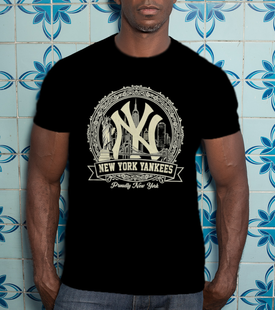 New York Yankees NY Skyline Proudly New York T-Shirt