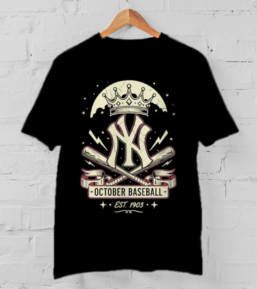 New York Yankees October Baseball Retro Emblem Est 1903 T-Shirt