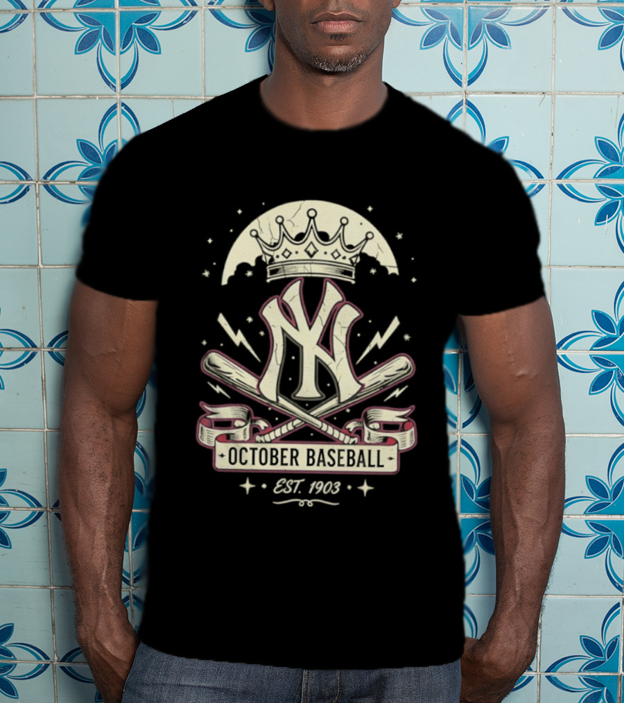New York Yankees October Baseball Retro Emblem Est 1903 T-Shirt