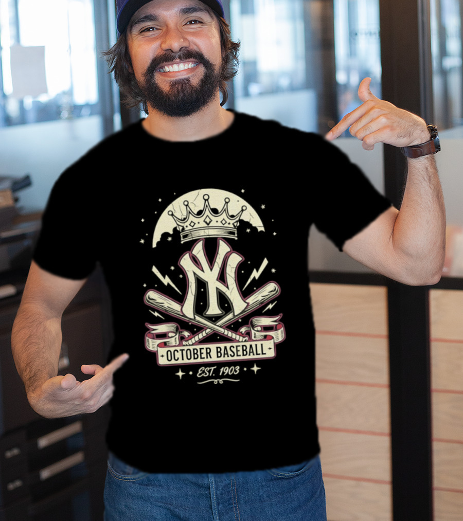 New York Yankees October Baseball Retro Emblem Est 1903 T-Shirt