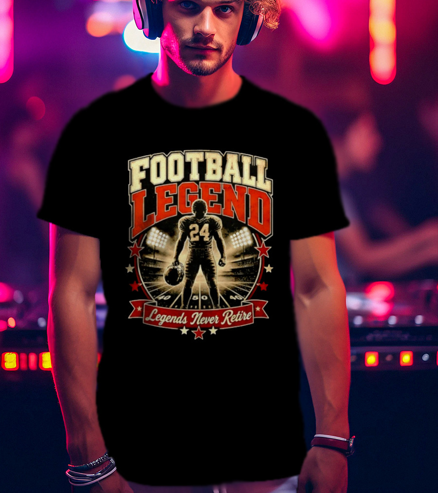 Football Legend 24 Legends Never Retire Stadium Stars T-Shirt