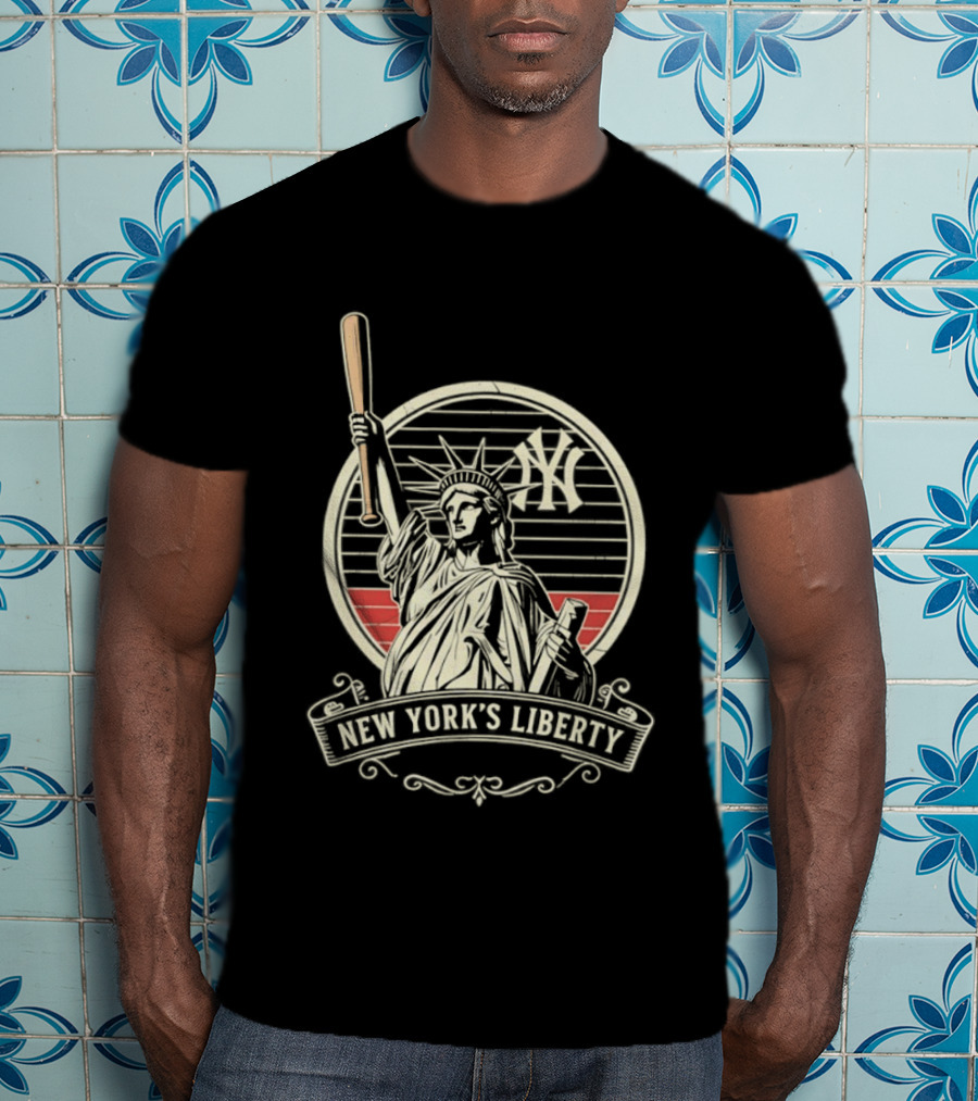 New York Yankees MLB Lady Liberty Bat T-Shirt