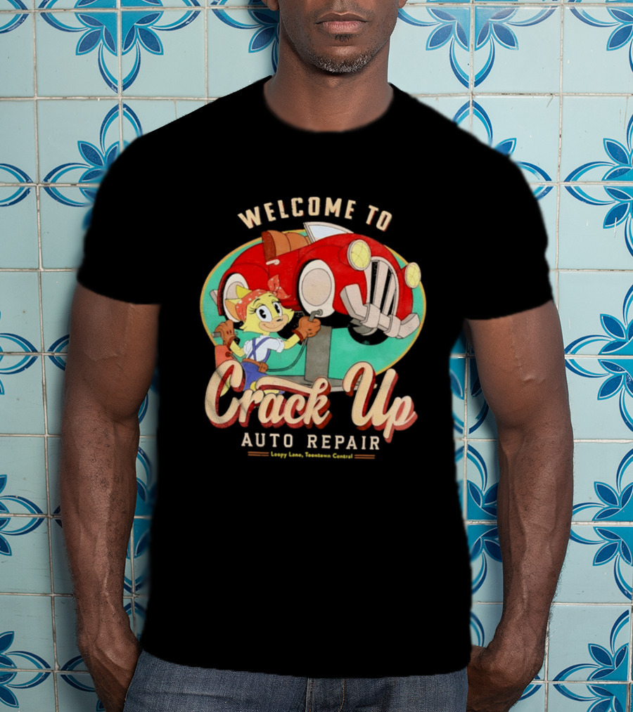 Welcome To Crack Up Auto Repair Happy Lane Towtown Cougars T-Shirt