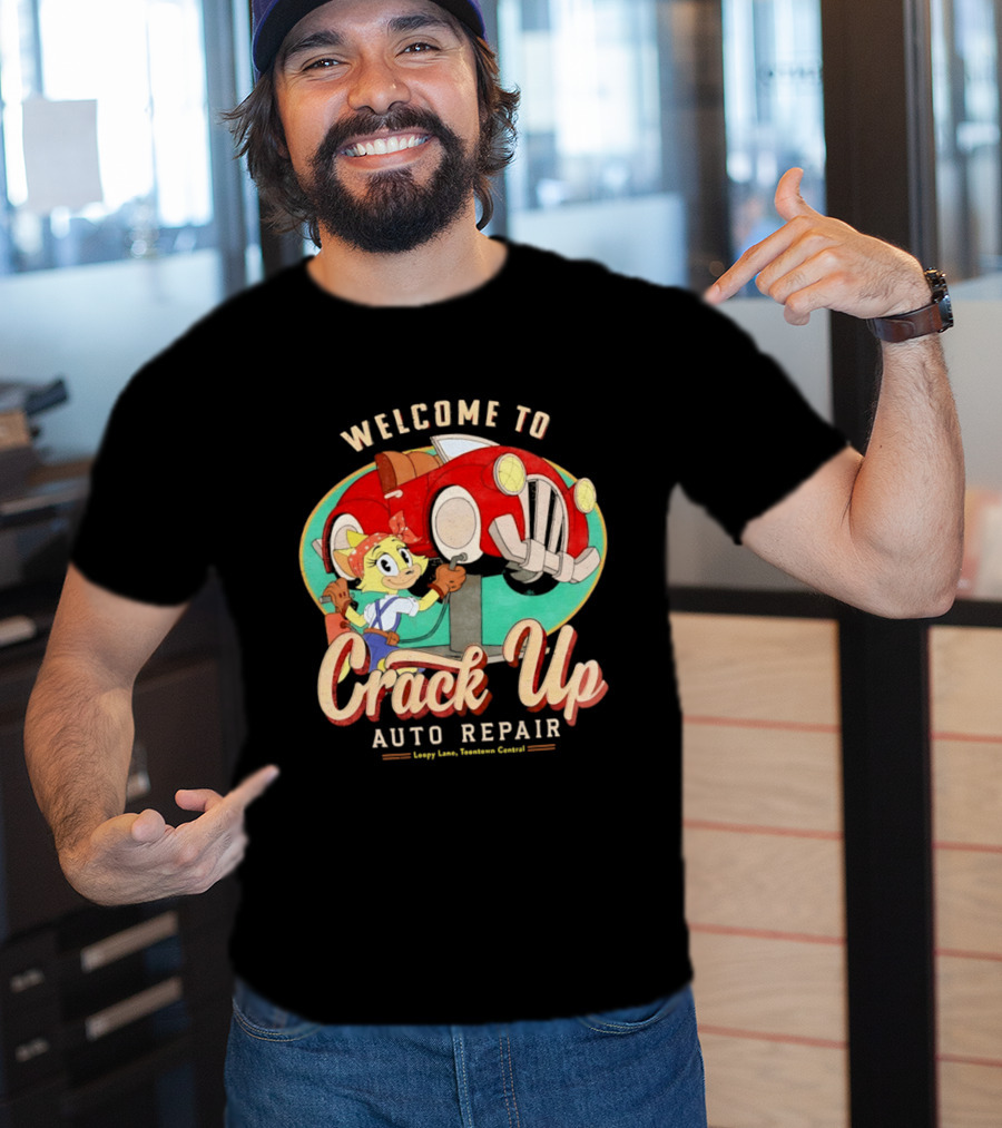 Welcome To Crack Up Auto Repair Happy Lane Towtown Cougars T-Shirt