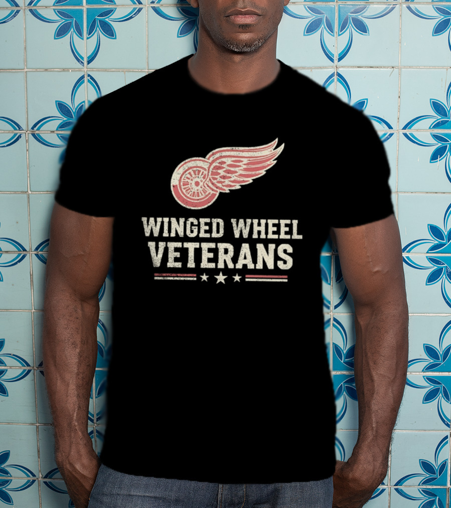 Winged Wheel Veterans Detroit Red Wings Three Stars T-Shirt
