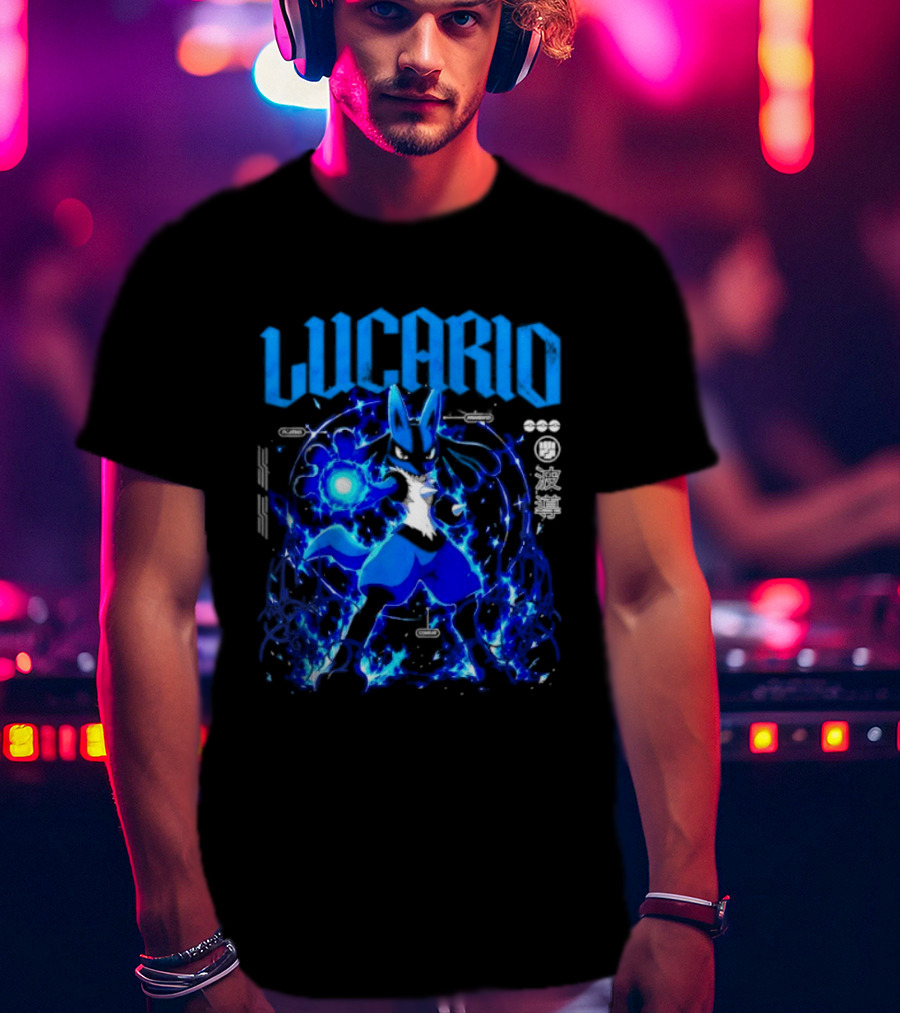 Lucario Fighting Awakened Combat Pokemon Aura Sphere Power T-Shirt