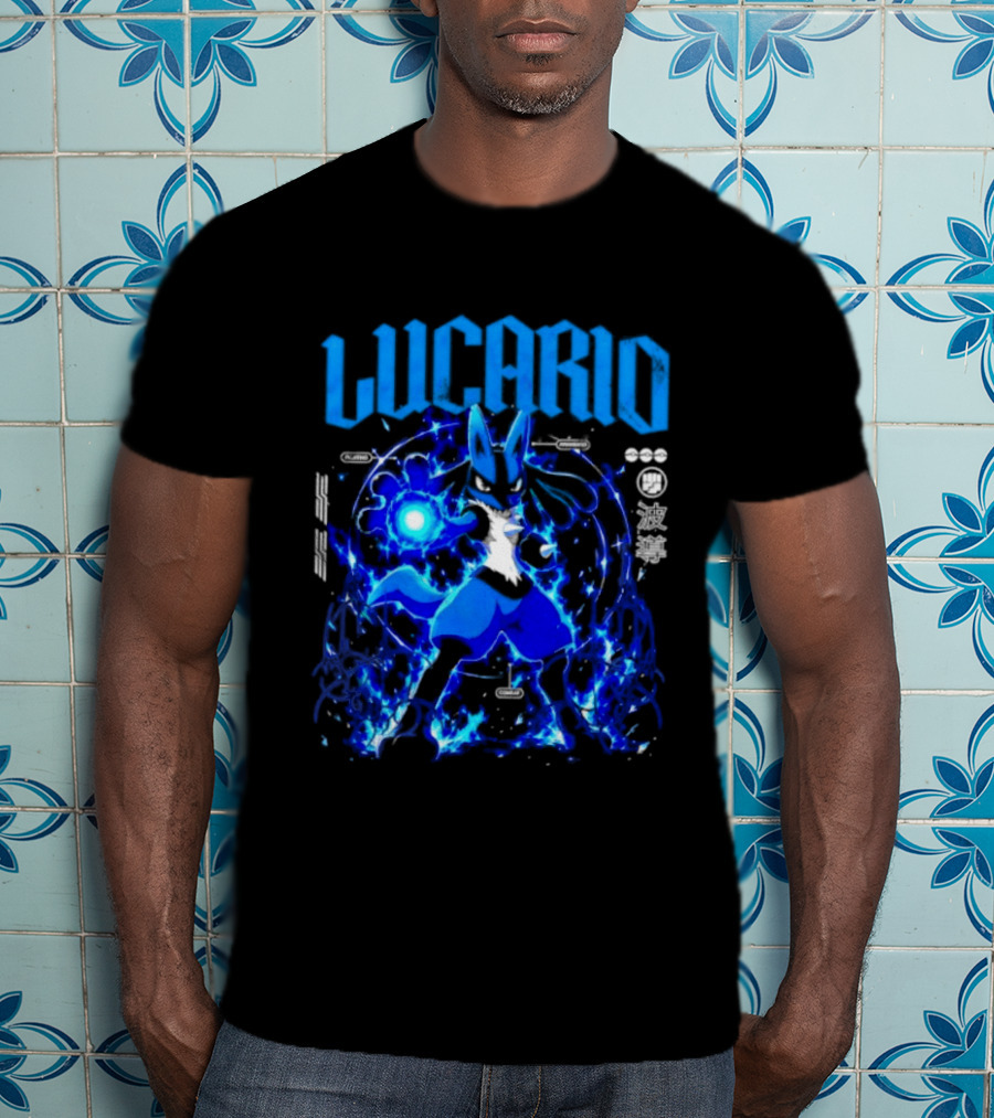 Lucario Fighting Awakened Combat Pokemon Aura Sphere Power T-Shirt