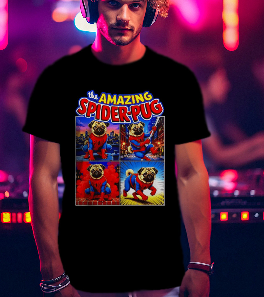 The Amazing Spider Pug Marvel Spider Man Parody Comic T-Shirt