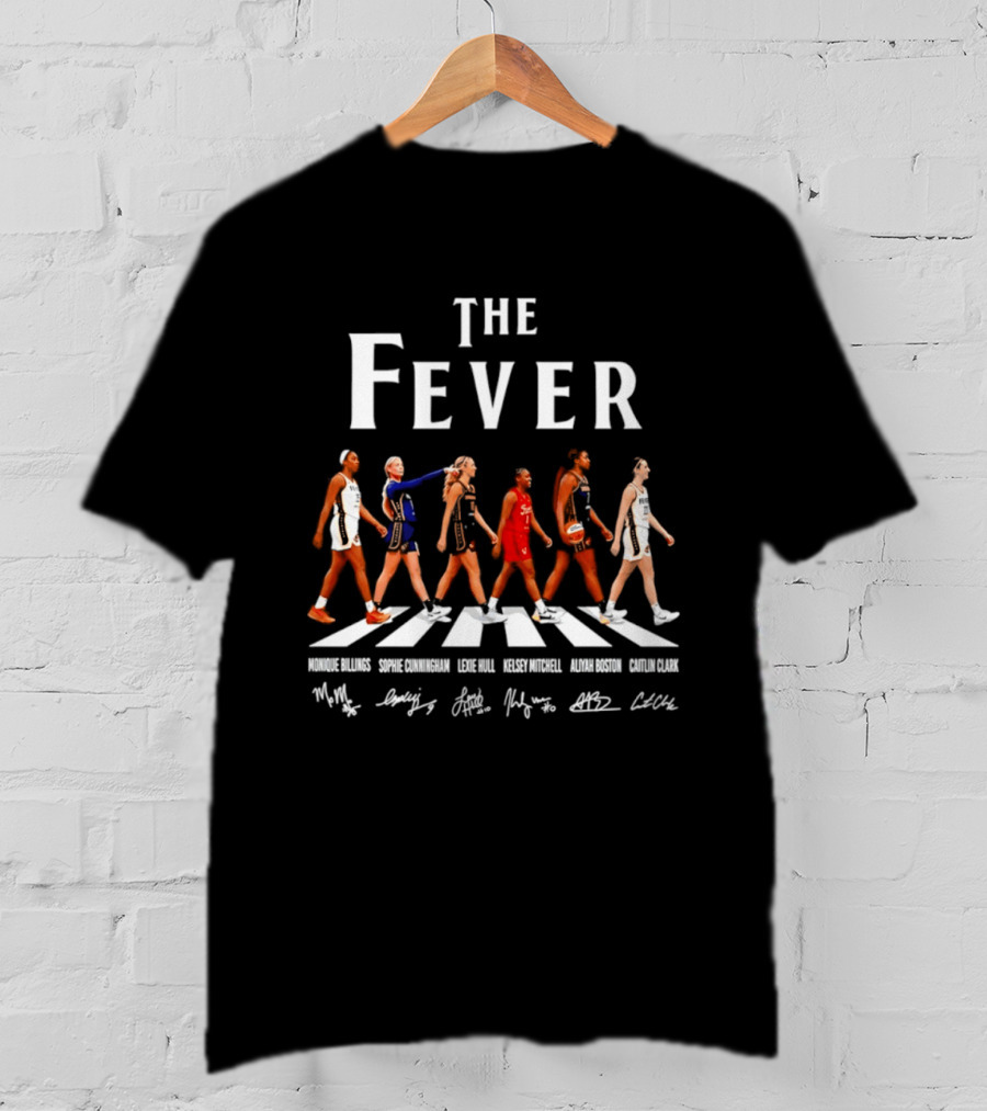 The Fever Monique Billings Sophie Cunningham Lexie Hull Kelsey Mitchell Aliyah Boston Caitlin Clark Indiana Fever Abbey Road Signatures T-Shirt