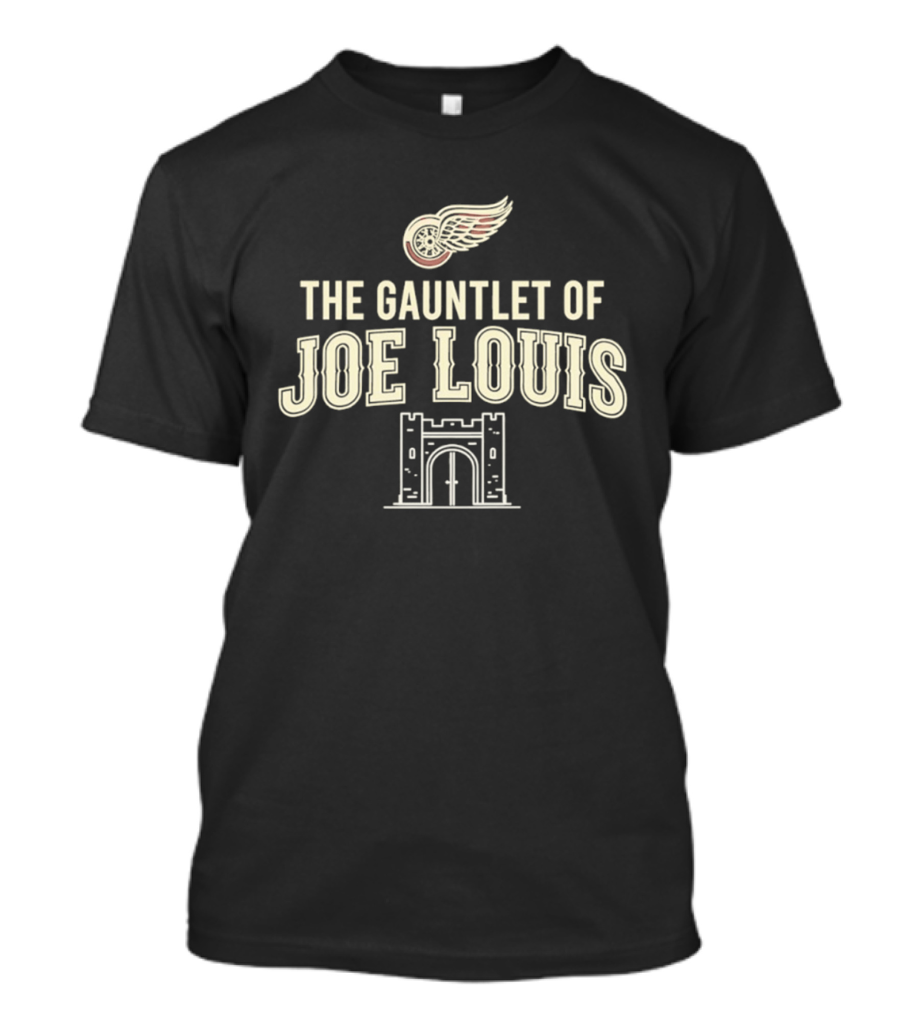 The Gauntlet Of Joe Louis Detroit Red Wings Winged Wheel Archway T-Shirt