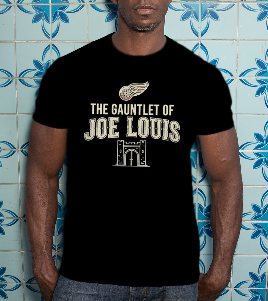 The Gauntlet Of Joe Louis Detroit Red Wings Winged Wheel Archway T-Shirt
