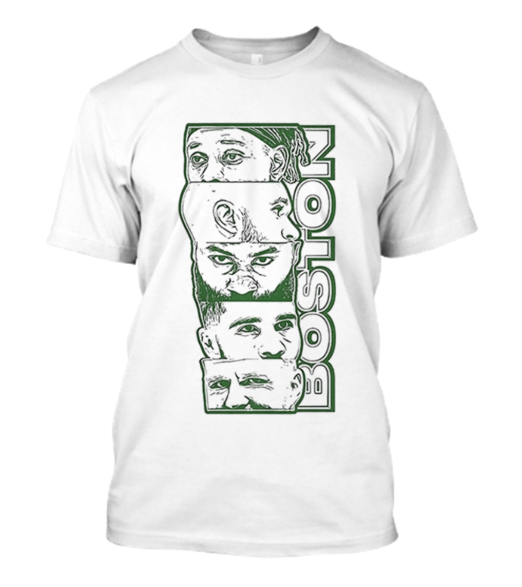 Boston Celtics Starting Five Tatum White Brown Porzingis Holiday T-Shirt