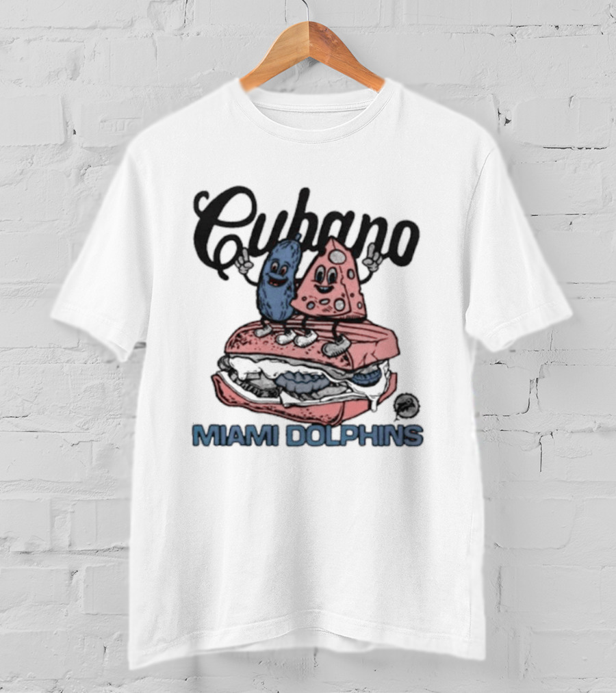 Cubano Miami Dolphins Sandwich And Characters T-Shirt
