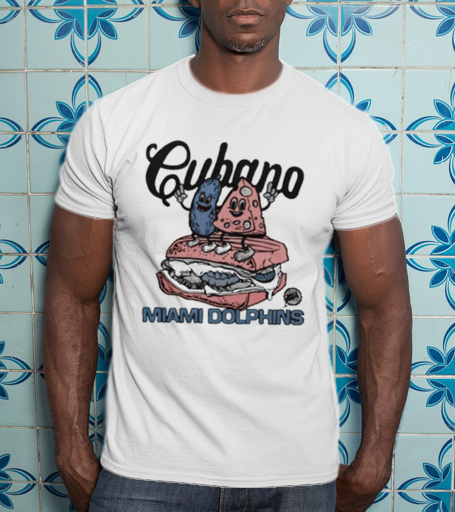 Cubano Miami Dolphins Sandwich And Characters T-Shirt