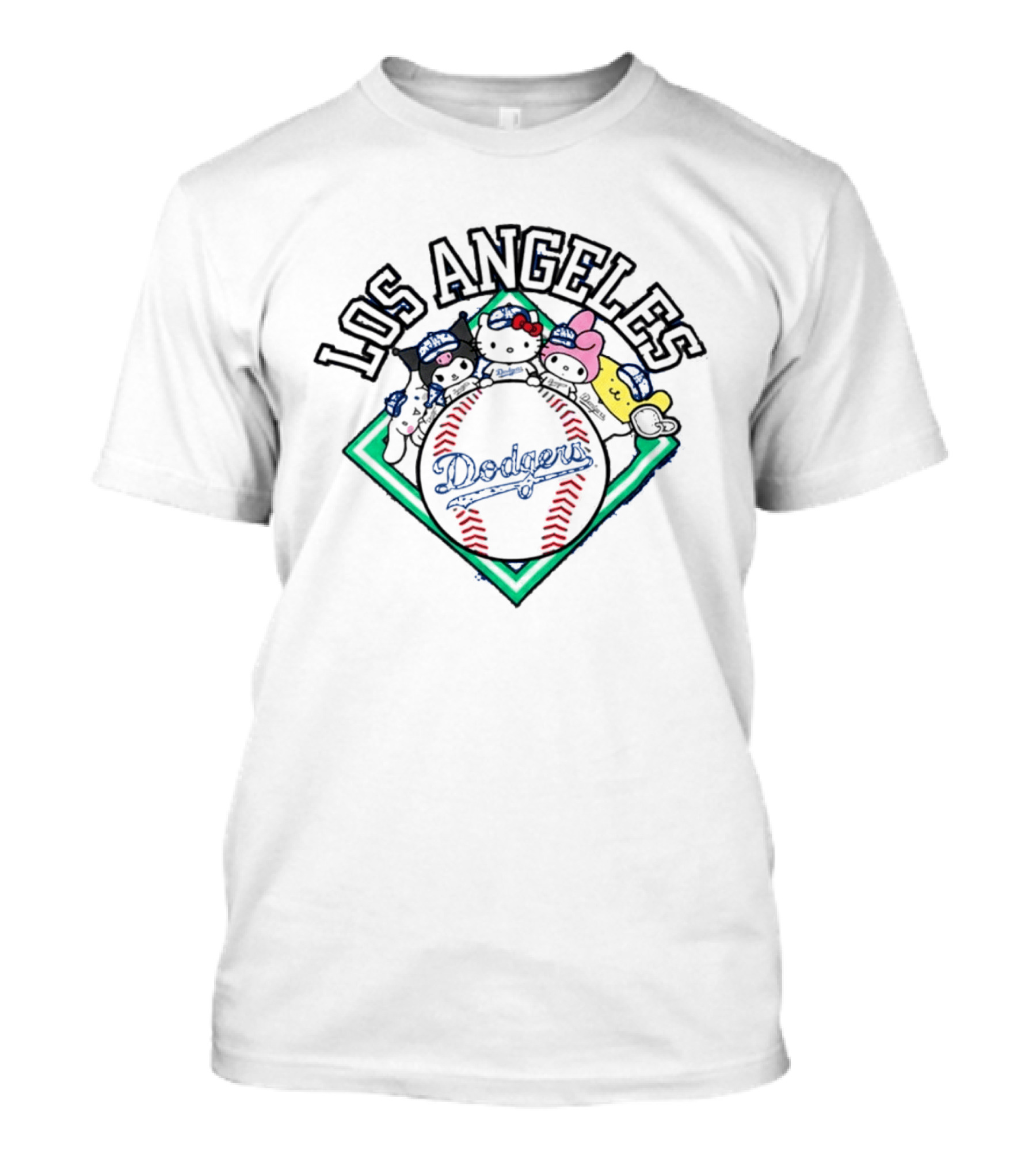 Los Angeles Dodgers Hello Kitty Friends Night Characters T-Shirt