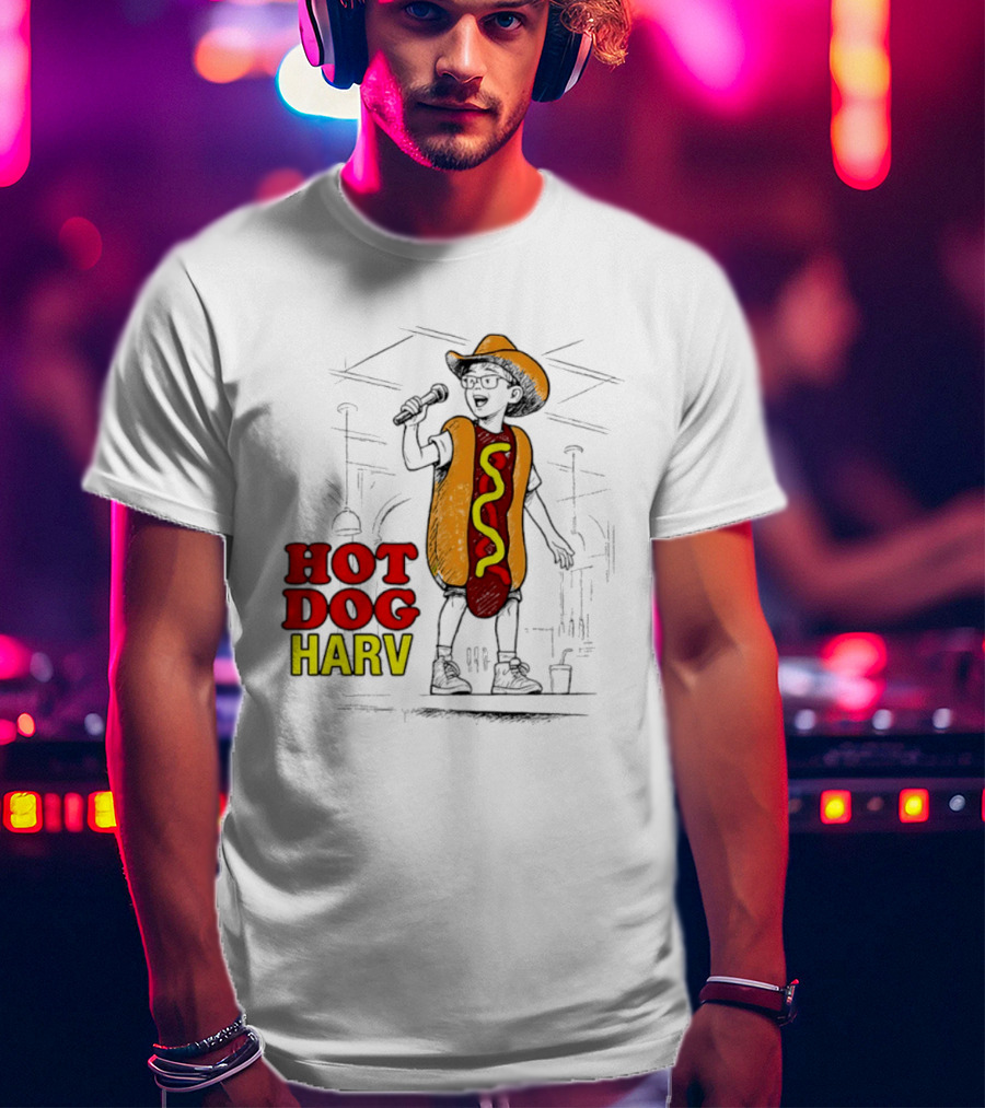 HOT DOG HARV Costume Stage Microphone Cowboy Hat T-Shirt