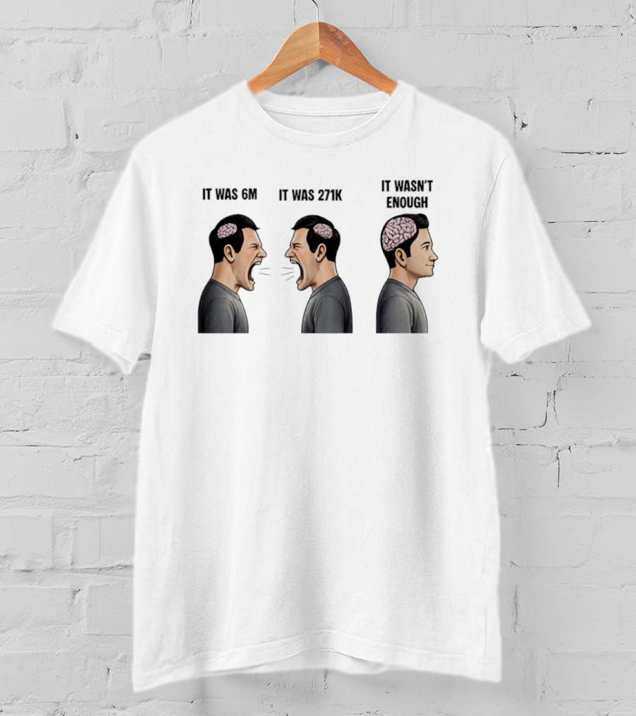 It Was 6M It Was 271K It Wasn't Enough Brain Scream Meme T-Shirt
