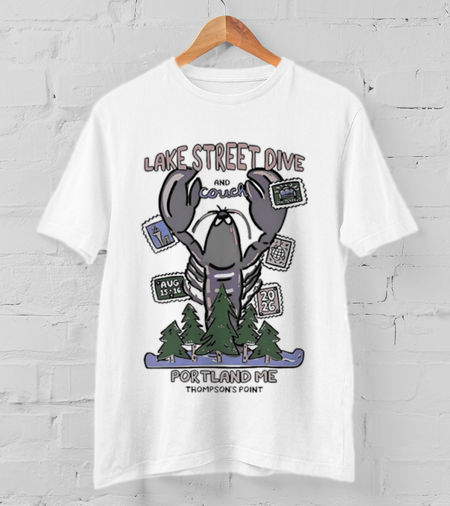 Lake Street Dive Portland ME Thompson's Point 2026 Lobster Trees Ski T-Shirt