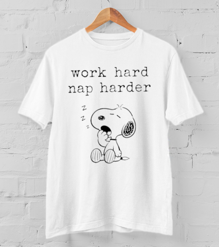 Snoopy Work Hard Nap Harder Peanuts Charlie Brown Zzz T-Shirt