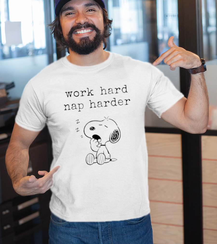 Snoopy Work Hard Nap Harder Peanuts Charlie Brown Zzz T-Shirt