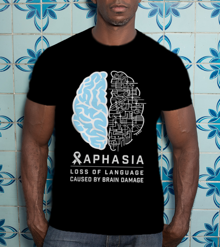 Aphasia Awareness Ribbon Brain Design Loss Of Language Caused By Brain Damage T-Shirt