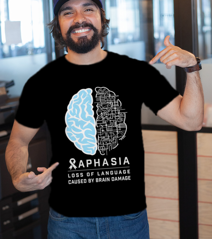 Aphasia Awareness Ribbon Brain Design Loss Of Language Caused By Brain Damage T-Shirt