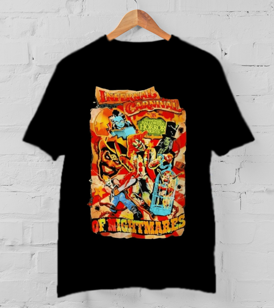 Infernal Carnival Of Nightmares Universal Orlando Halloween Horror Nights 35 Spooky Clown And Ghostly Characters T-Shirt