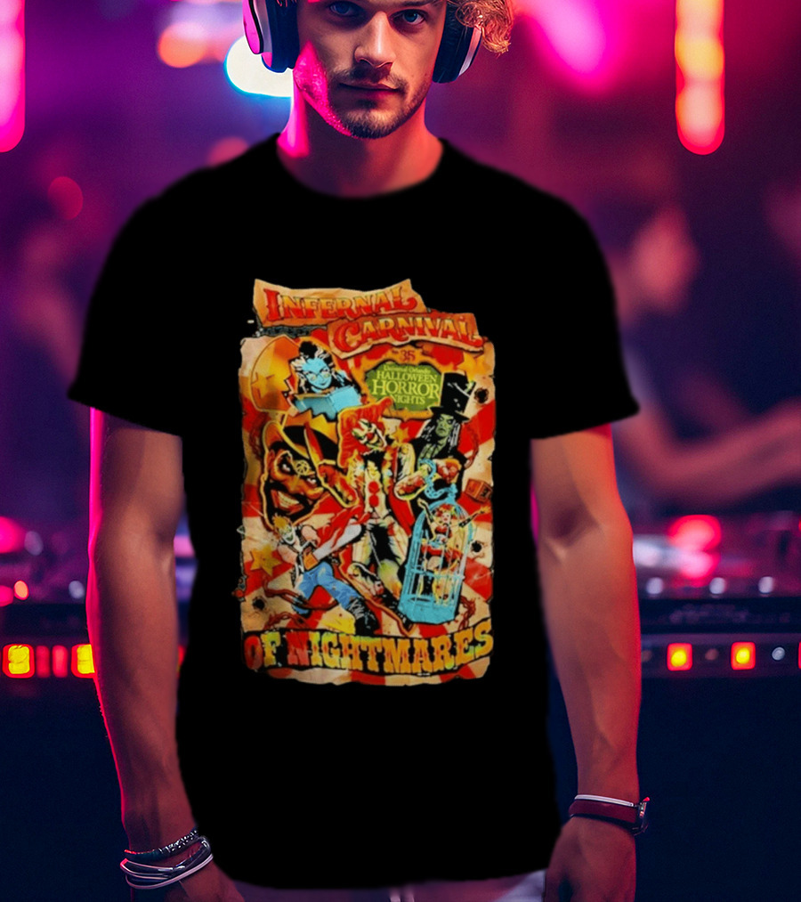 Infernal Carnival Of Nightmares Universal Orlando Halloween Horror Nights 35 Spooky Clown And Ghostly Characters T-Shirt