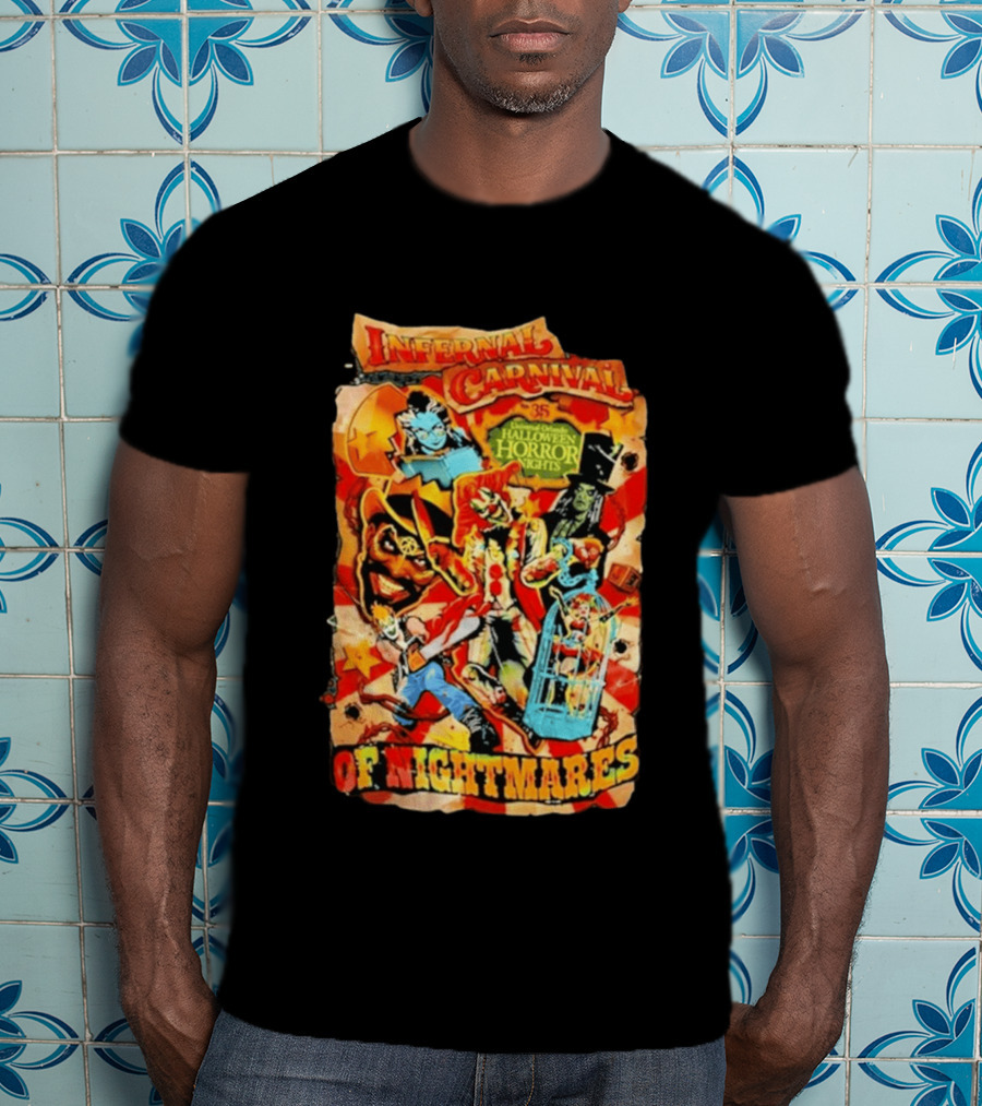 Infernal Carnival Of Nightmares Universal Orlando Halloween Horror Nights 35 Spooky Clown And Ghostly Characters T-Shirt