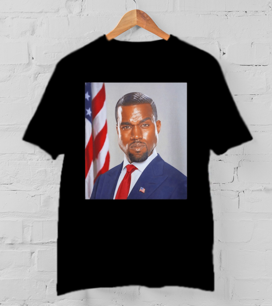 Kanye West Ye Political Portrait American Flag Suit And Tie T-Shirt