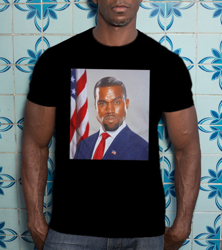 Kanye West Ye Political Portrait American Flag Suit And Tie T-Shirt