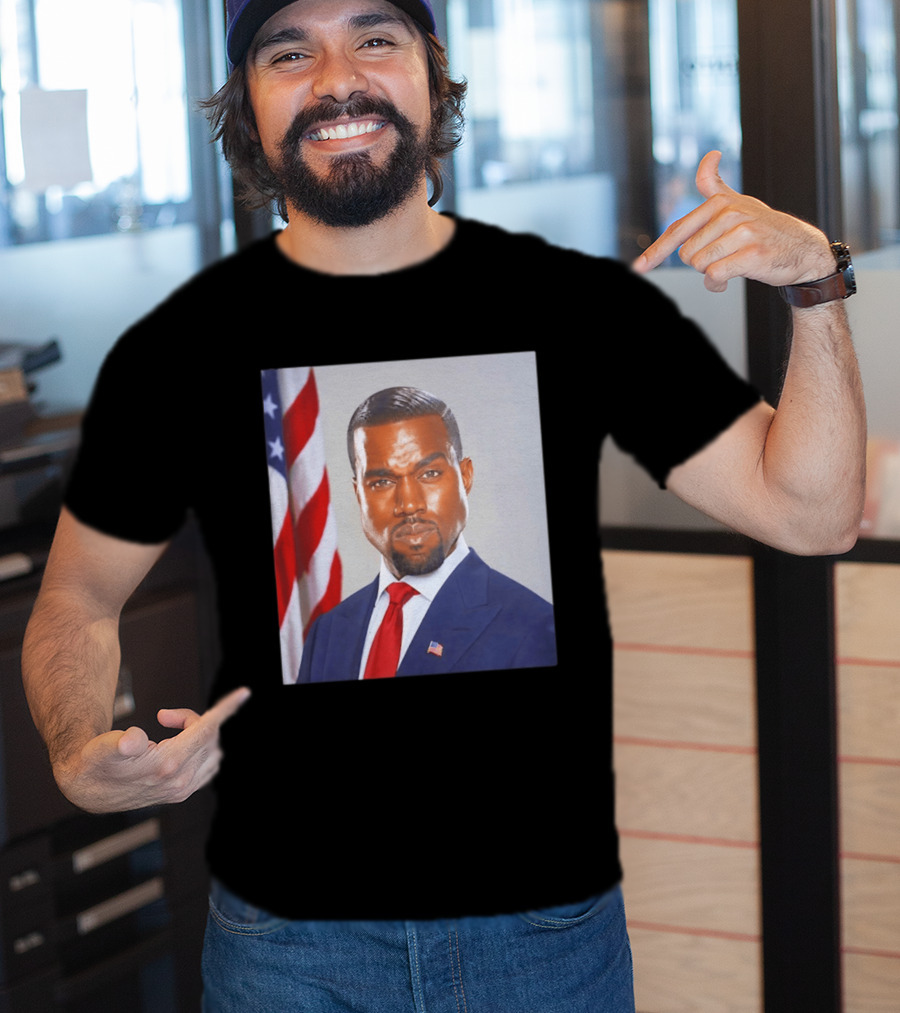 Kanye West Ye Political Portrait American Flag Suit And Tie T-Shirt