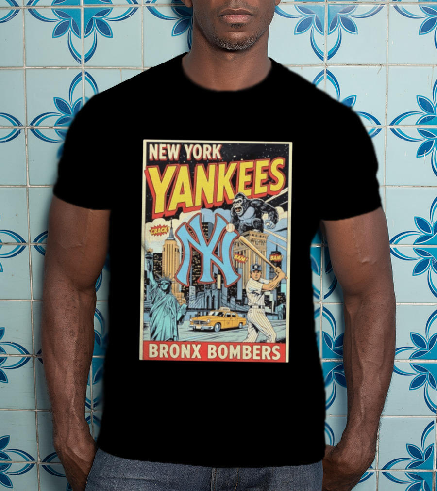 New York Yankees Bronx Bombers King Kong Baseball Statue Of Liberty Taxi Skyline T-Shirt