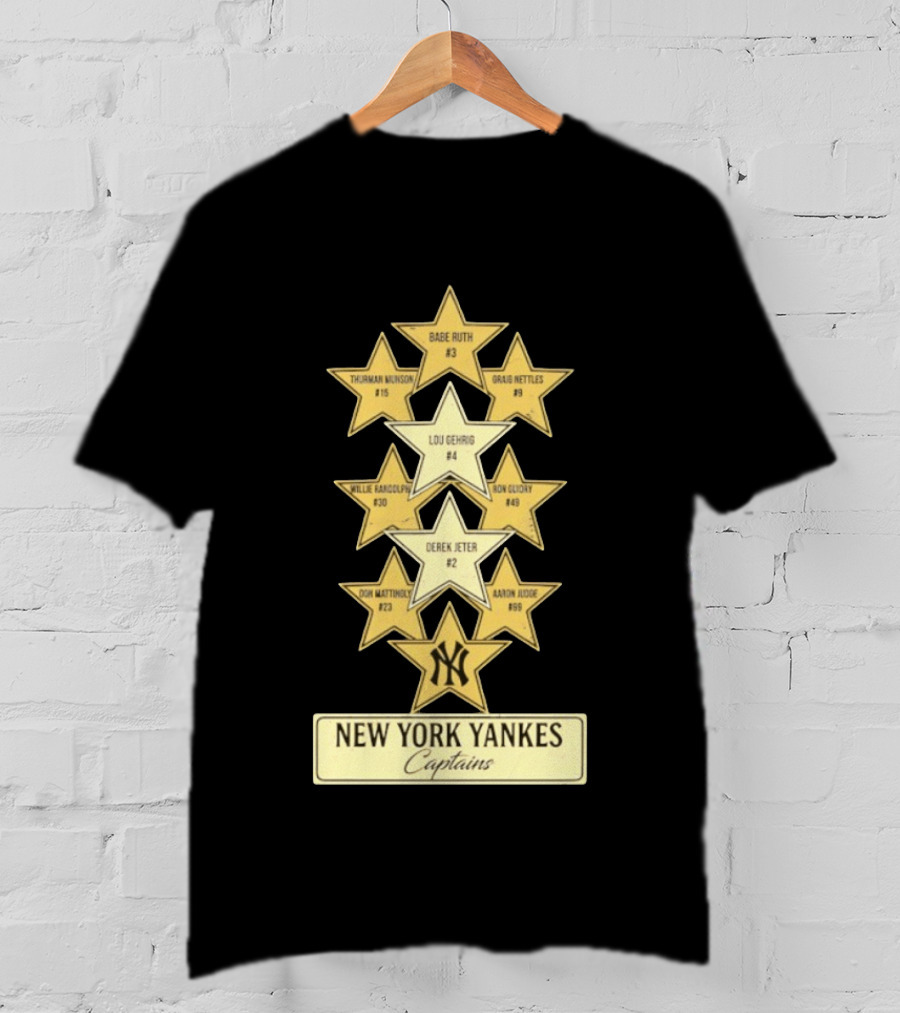 New York Yankees Captains Babe Ruth Lou Gehrig Derek Jeter Thurman Munson Graig Nettles Willie Randolph Ron Guidry Don Mattingly Aaron Judge T-Shirt