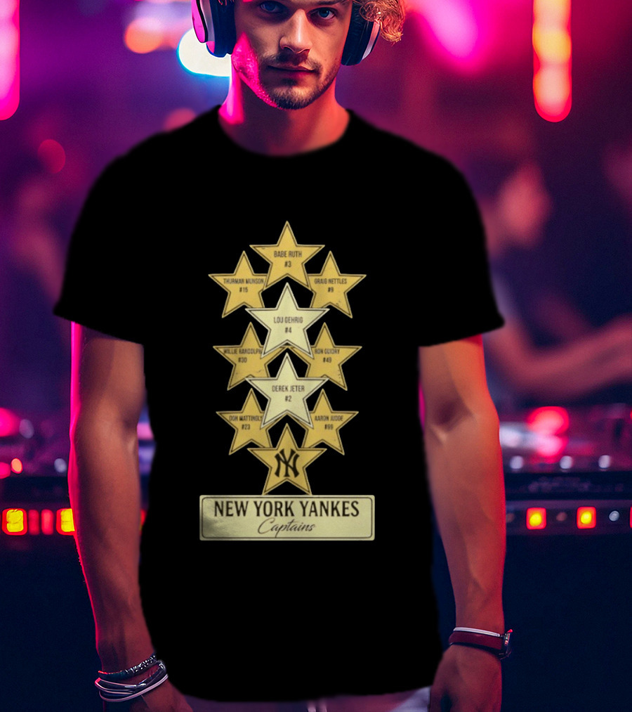 New York Yankees Captains Babe Ruth Lou Gehrig Derek Jeter Thurman Munson Graig Nettles Willie Randolph Ron Guidry Don Mattingly Aaron Judge T-Shirt