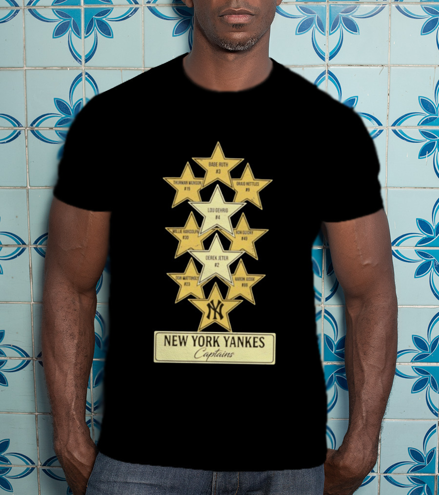 New York Yankees Captains Babe Ruth Lou Gehrig Derek Jeter Thurman Munson Graig Nettles Willie Randolph Ron Guidry Don Mattingly Aaron Judge T-Shirt
