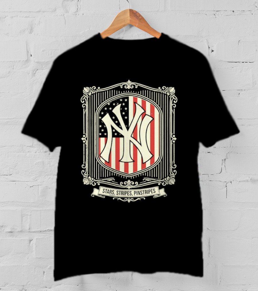 Yankees Stars And Stripes Pinstripes American Flag Baseball T-Shirt
