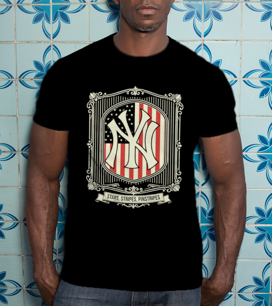 Yankees Stars And Stripes Pinstripes American Flag Baseball T-Shirt