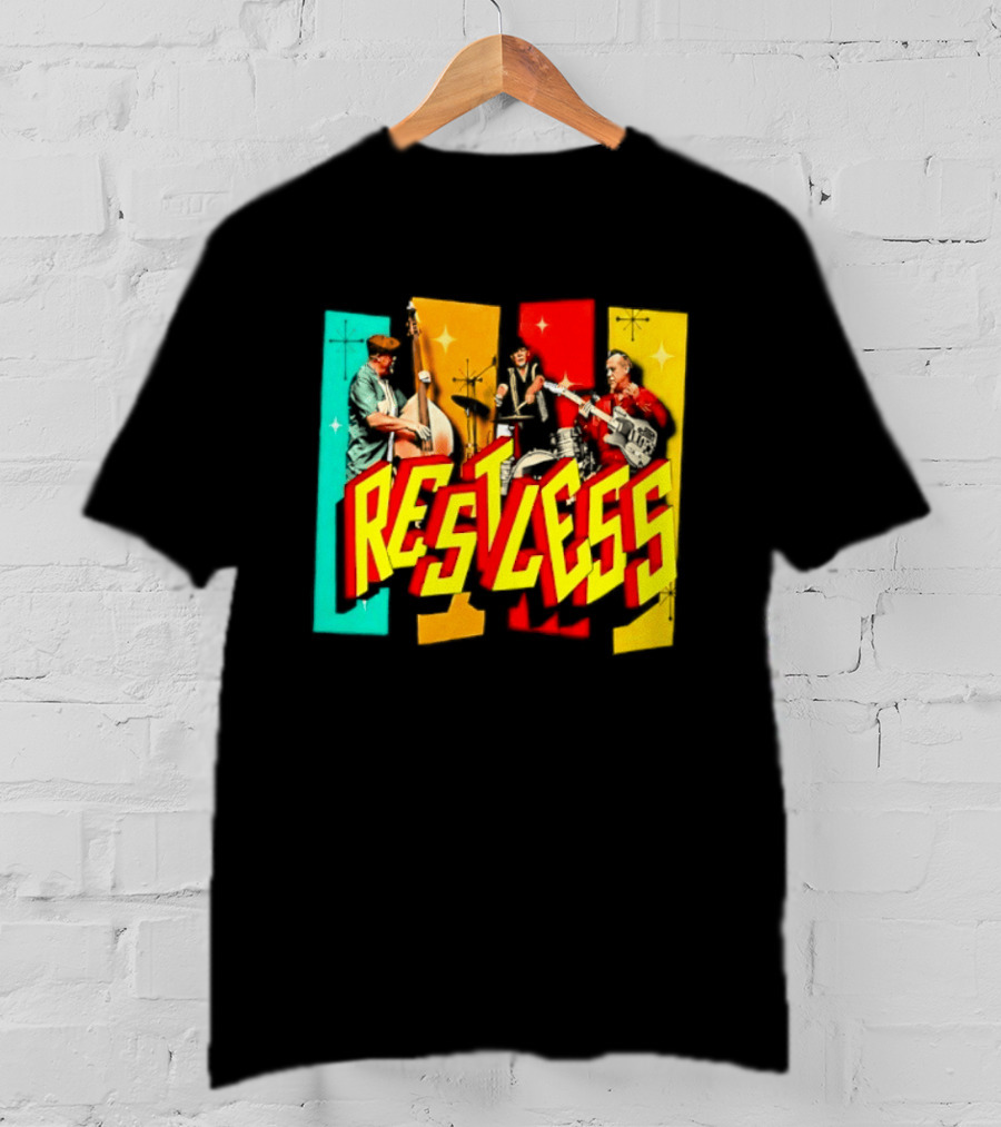 Restless Band Rockabilly Psychobilly Music Members Colorful Performance T-Shirt