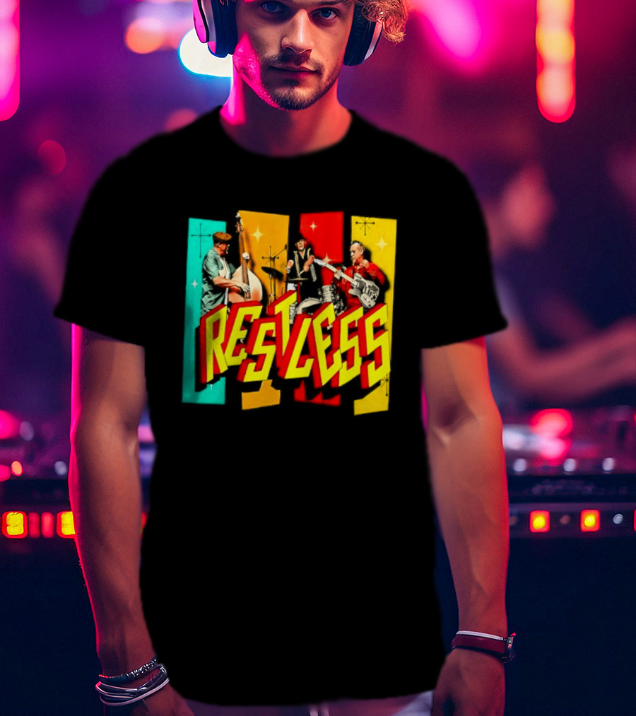 Restless Band Rockabilly Psychobilly Music Members Colorful Performance T-Shirt