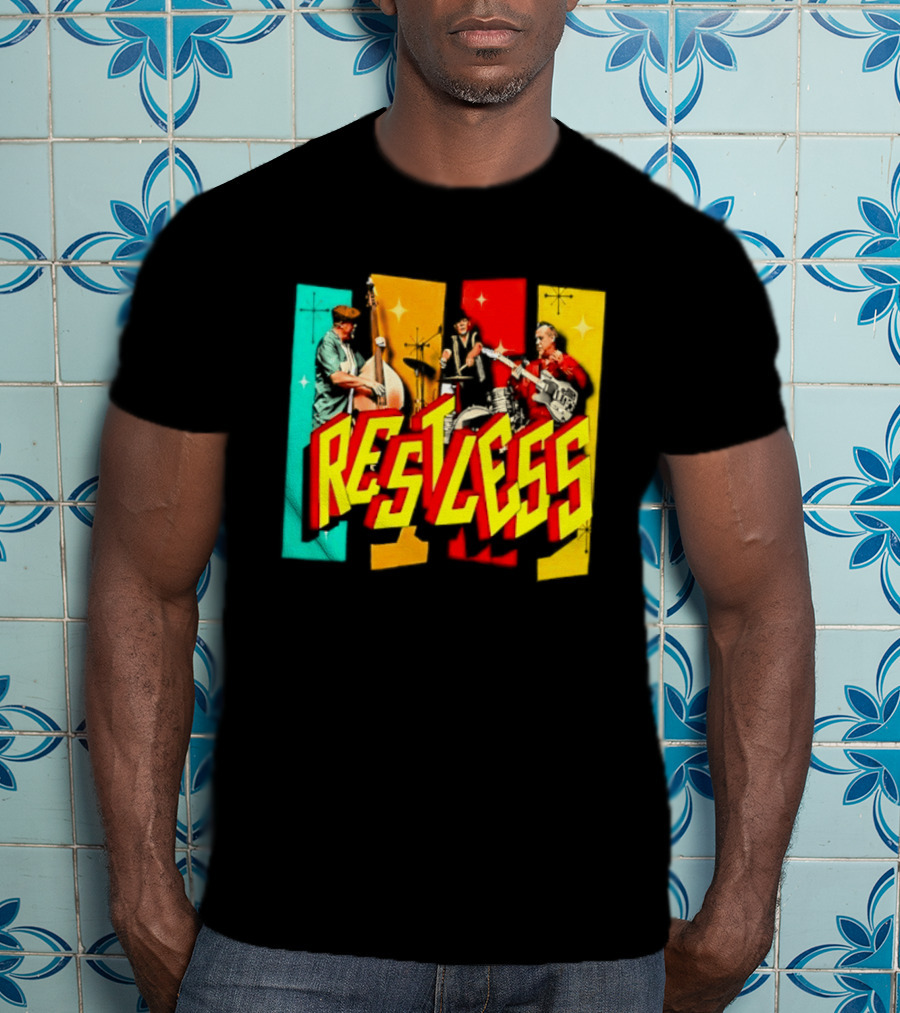 Restless Band Rockabilly Psychobilly Music Members Colorful Performance T-Shirt