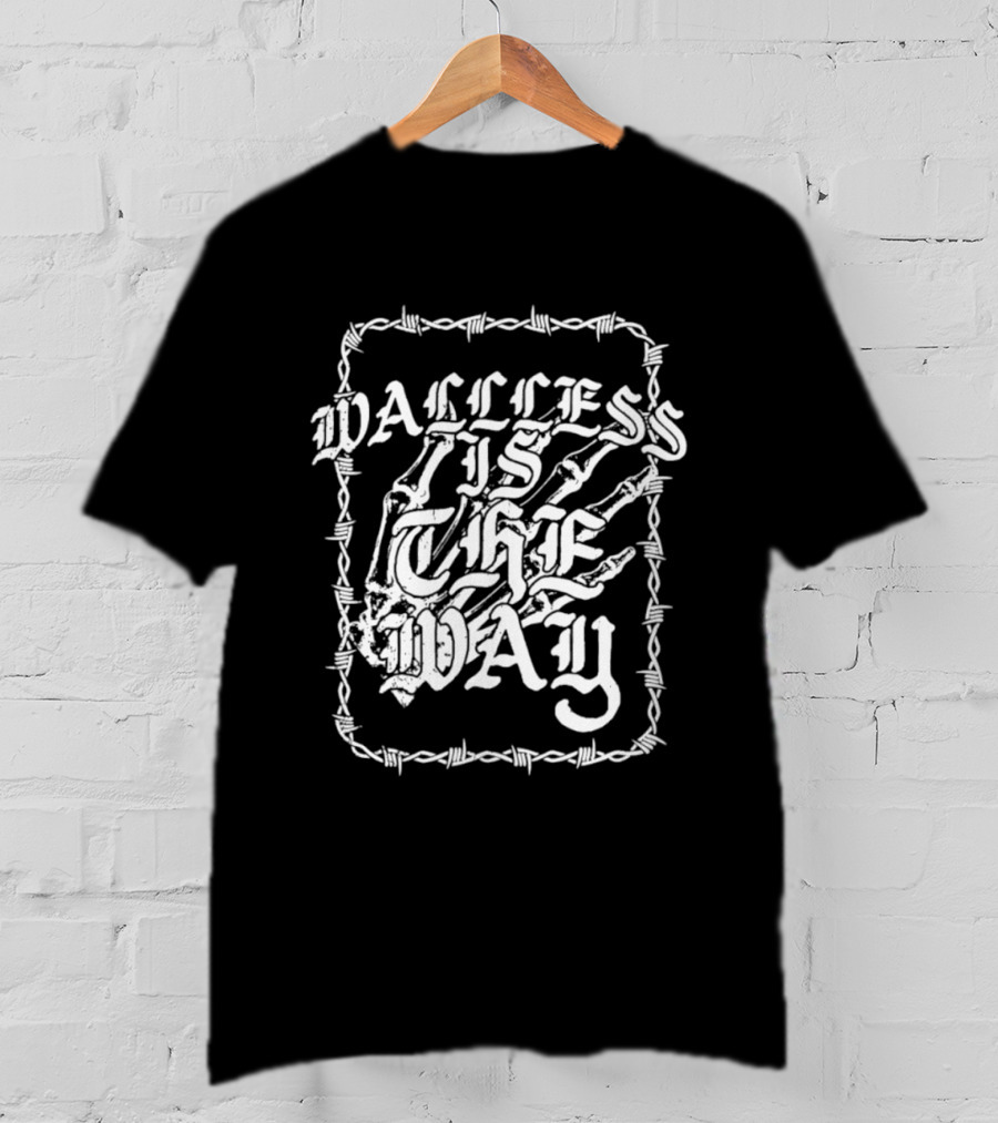 Wallless Is The Way Adam Wacker X WhiteCrayon Collaboration Barbed Skeleton T-Shirt