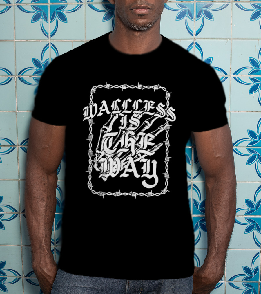 Wallless Is The Way Adam Wacker X WhiteCrayon Collaboration Barbed Skeleton T-Shirt