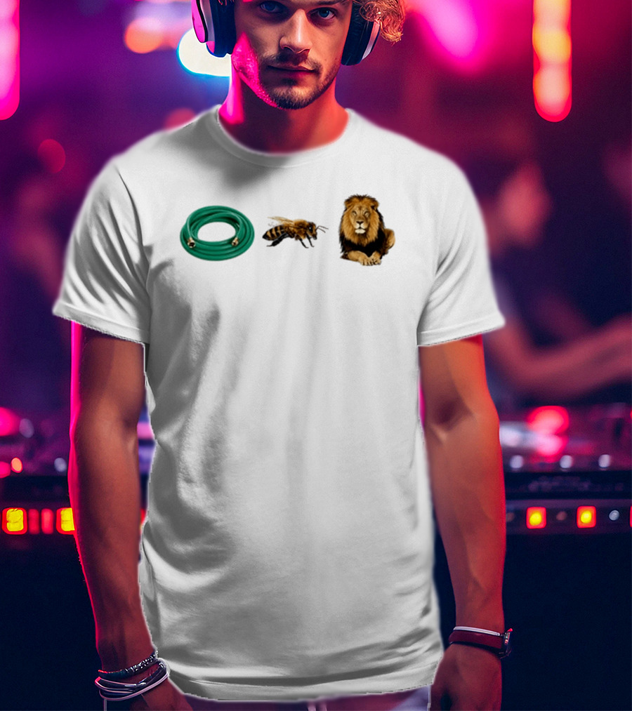 Hose Bee Lion Rebus Wordplay Pun Gardening Humor T-Shirt